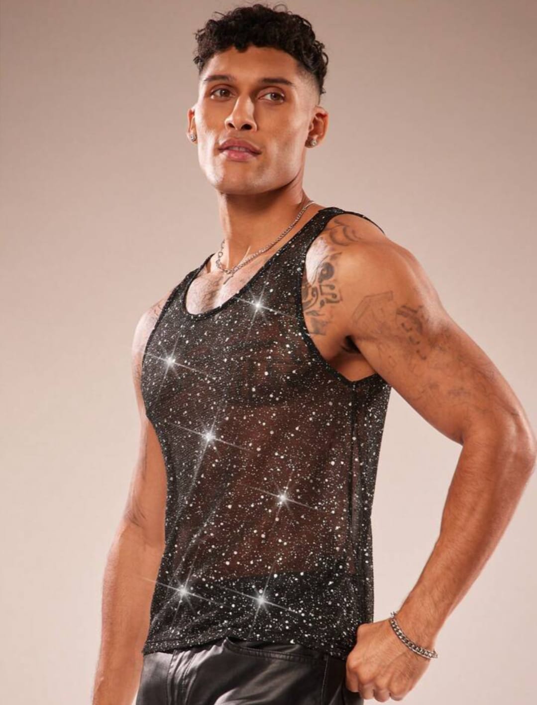 Cosmic Spark Mesh Tank Top